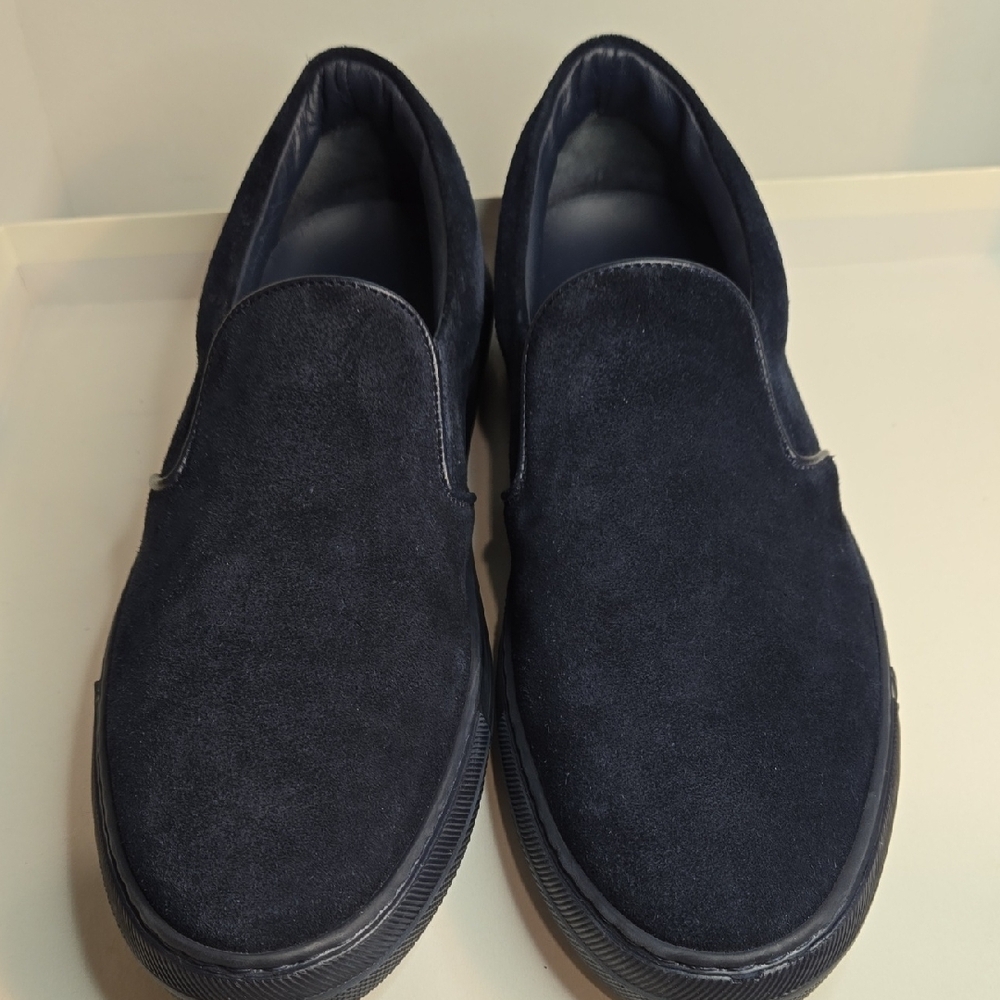 Elegant Moncler Navy Blue Suede Mereith Loafers New No Box - Picture 4 of 10
